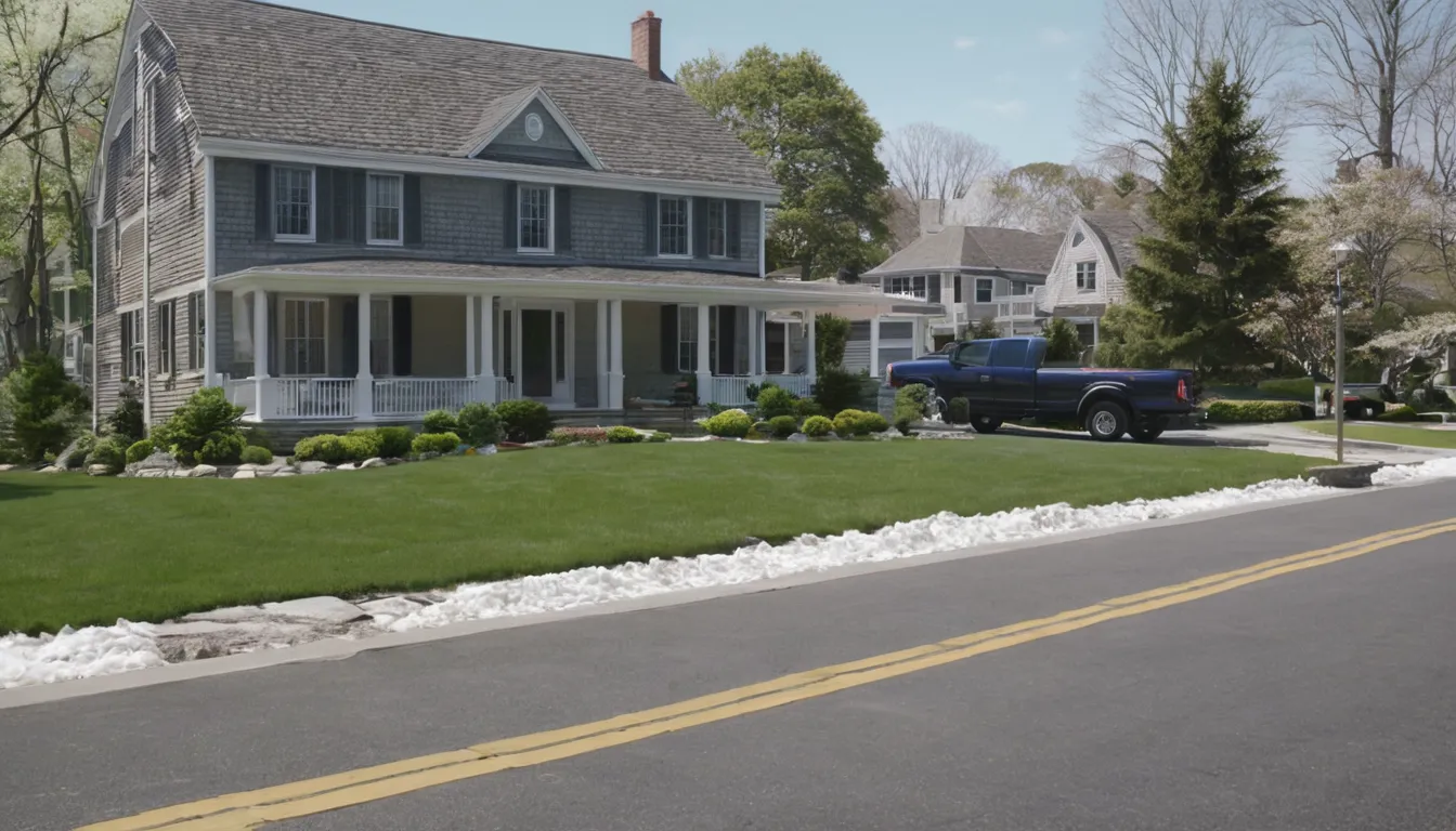 A residential street in the Yonkers area with older homes and a septic provider's truck
